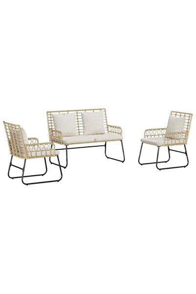 vidaxl Set de masă pentru grădină 3 pcs Maro și Crem poliratan