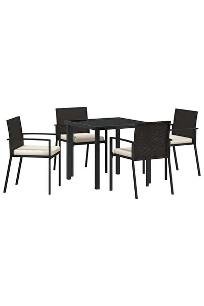 vidaxl Set de masă pentru grădină 5 pcs Negru