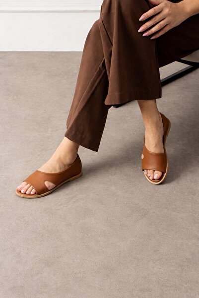 STOCON Ženske tanke kožne cipele sa jednim remenom, otvorenim ivicama i tanki...