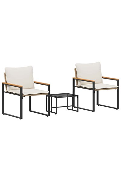 vidaxl Seturi de mobilier cu pernă 3 pcs Bej și alb crem Ratan