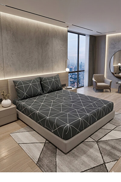 Design of colours Dimensiune Battal cearșaf cu elastic și 2 bucăți față de pernă