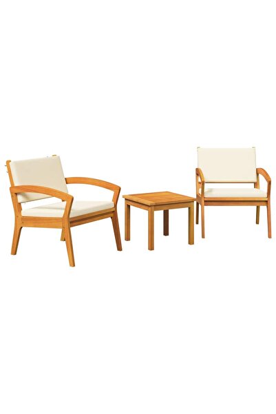 vidaxl Set bistro cu pernă 3 pcs Maro Poliester