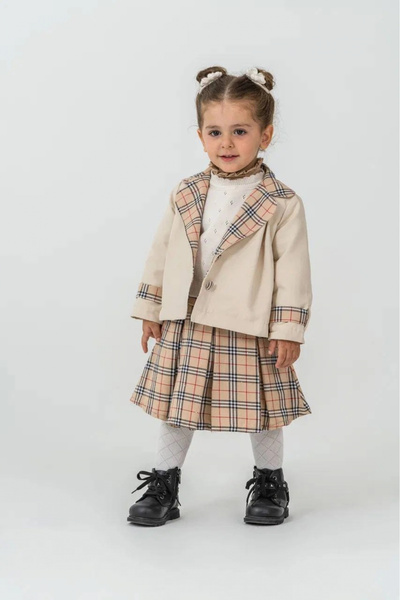 Kidmark Çocuk Modası Girl's Sweatered Trench Coat 4-Piece Set