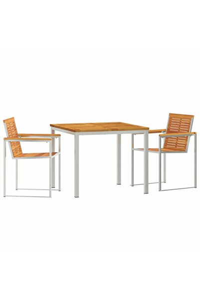 vidaxl Set de masă pentru grădină 3 pcs Maro Lemn Solid de Acacia