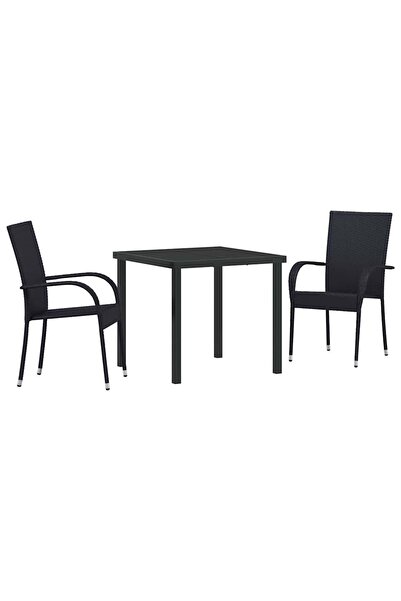 vidaxl Set de masă pentru grădină 3 pcs Negru