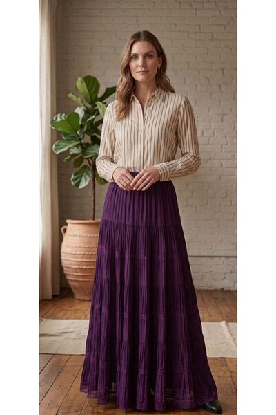 LİFERA Premium Lace Detailed Combed Cotton Skirt