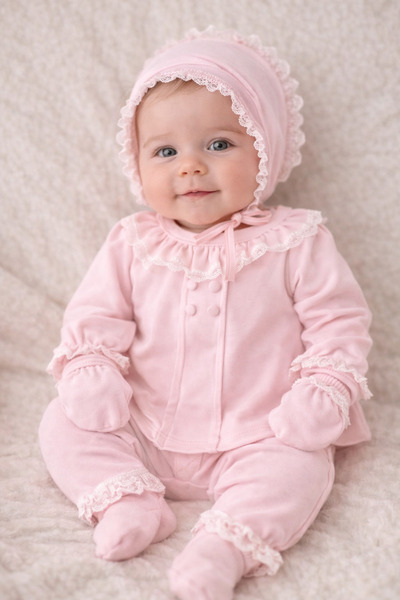 My Babies Label طقم مستشفى للأطفال حديثي الولادة مكون من 5 قطع، حواف مطرزة با...