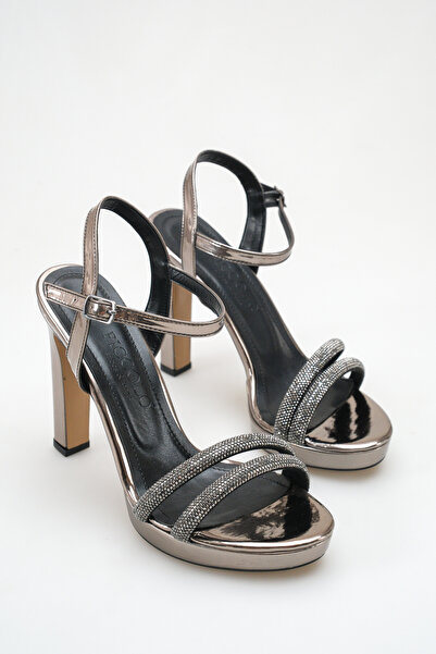 Rella Platinum Stone Platform High Heel Evening Dress Women's Sandals - Styli...