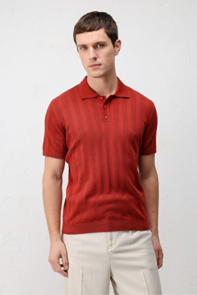 Antioch Kırmızı Dokulu Triko Erkek Polo T-Shirt