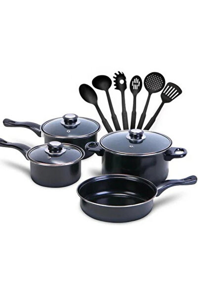 OEM Set of 13 Cooking Pots and Pans, Black