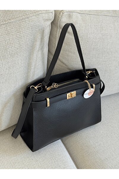 BAGLOVİS Women's Black Color Shoulder Bag and Clutch Bag Stylish Daily Use Zi...