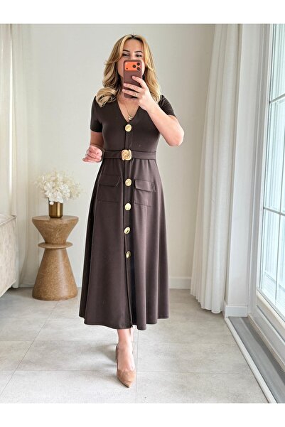 QİMYA BUTİK Buketli̇ Women's Fixed L Stretch Fabric K Belt I Large Yellow But...