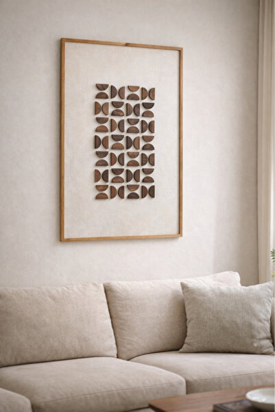 MARIA HOMES لوحة جدارية هندسية من الخشب الطبيعي مع إطار خشبي مزخرف