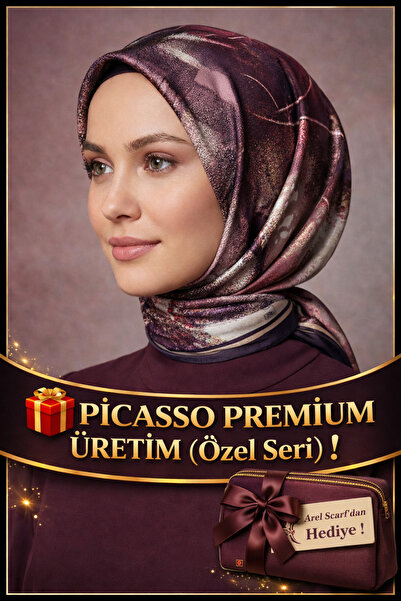 Picasso İpek Görünümlü Premium Üretim(Özel Seri) Siyah Kristal Eşarp – Twill ...