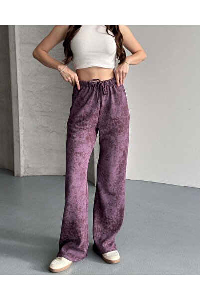 FERZOLAİO Vintage Wide-Leg Purple Pants