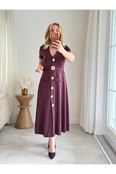 QİMYA BUTİK Buketli̇ Women's Fixed L Stretch Fabric K Belt I Large Yellow But...