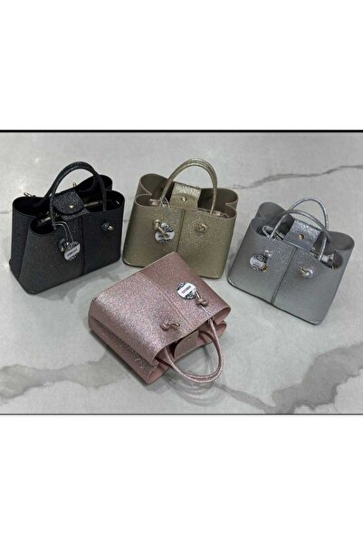 ÖZÜM ÇANTA Women's Glittery Arm and Shoulder Bag Silver Color