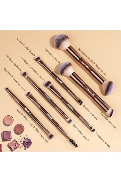 MAANGE 7 Piece Double Ended Makeup Brush Set - Professional Cosmetic Brushes for Foundation, Eyeshad