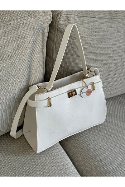 BAGLOVİS حقيبة كتف نسائية باللون الأبيض وتصميم كلاسيكي أنيق للاستخدام اليومي ...