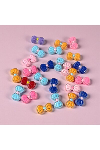 Major Hobi Colorful 20mm Perforated Ribbon Bow Acrylic Beads 20 Pieces