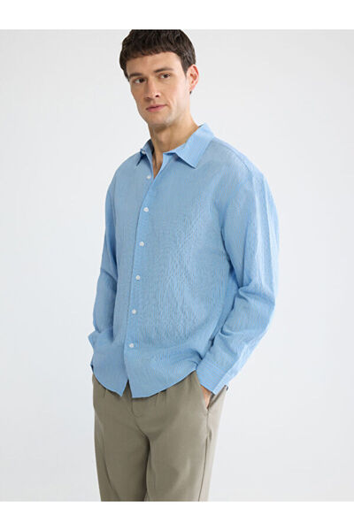 LC Waikiki Rmz Gi̇yi̇m Farkiyla Standard Fit Striped Men's Shirt