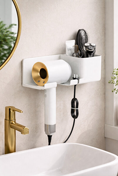 Modulab3D Dekorasyon Wall Mounted Hair Dryer Holder - Blow Dryer Hanger - wit...