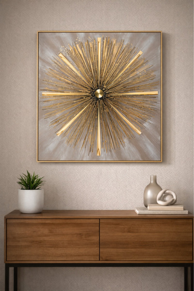 MARIA HOMES مجموعة لوحات جدارية عصرية بتصميم أشعة الشمس الذهبية، مقاس 100 × 1...