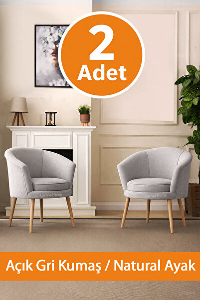 LOVİSSE HOME Milano Açık Gri Berjer 2 Adet Tekli Koltuk, Ofis, Misafir, Bekle...