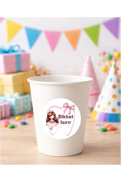 Sinek Kupası Tasarım 20 Pieces 4 cm First Tooth Girl Round Happy Birthday Hap...