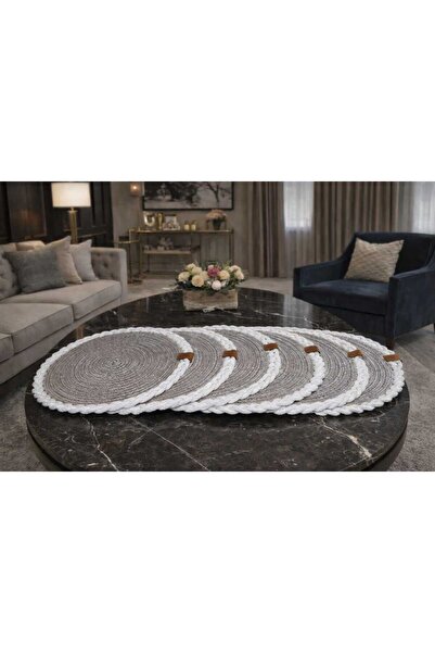 Armağan Garajı Doğal Jüt İp 6 lı Supla – El Yapımı Hasır Amerikan Servis Masa...