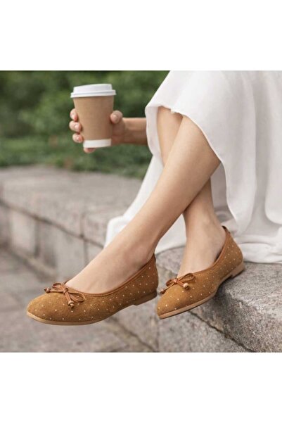 Klay Shoes Kadın Fiyonklu Ahşap Boncuk Detaylı Babet