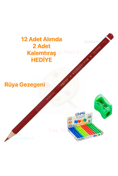 Fatih Kırmızı Kopya Kurşun Kalem / 12 Adet Alımda 2 Adet Kalemtıraş HEDİYE