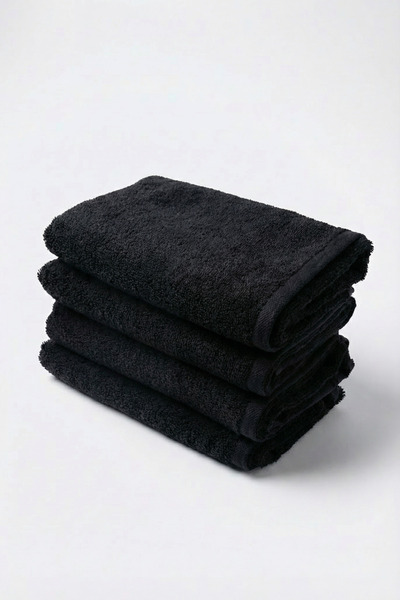 XJIM Set of 4 100% Cotton Black Sports Towels 50X100 cm |   Gym Fitness Train...