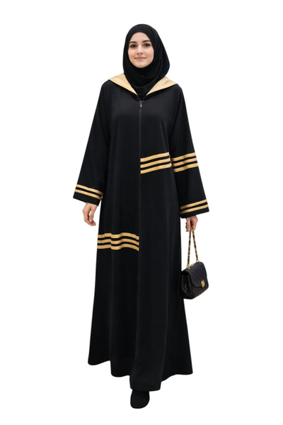 Generic Women’s Zip Front Abaya with Hood – Long Sleeve Full Length Islamic A...