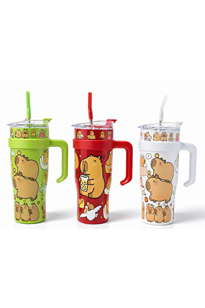 Lisinya Cute Capybara Thermos & Water Bottle with Straw Alk4711 - Tygoo