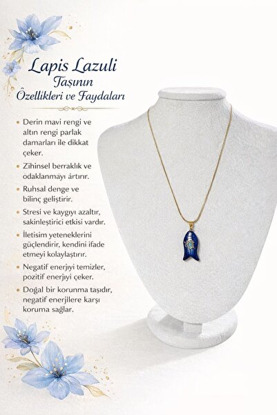 Solare Accessories Lapis Lazuli Doğal Taş Nazar Kolye – Enerji ve Koruma Taşı...