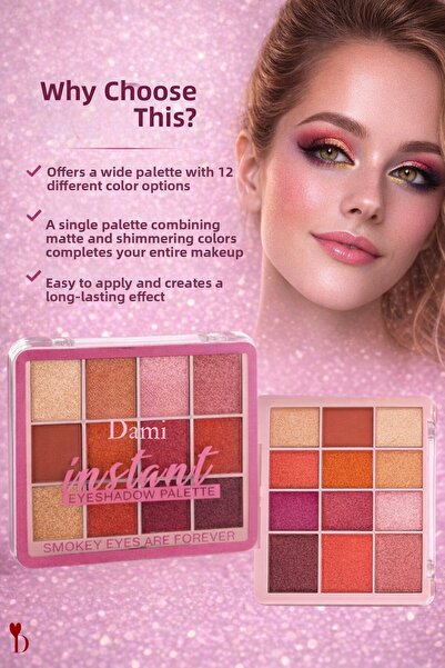Dami Beauty 12-Piece Eyeshadow Palette - Matte and Shimmer (Rose Gold and Bur...