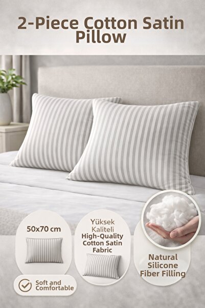 MUK's Υψηλής ποιότητας σετ 2 σατέν μαξιλαριών – 82% βαμβακερό σατέν & γέμιση ...