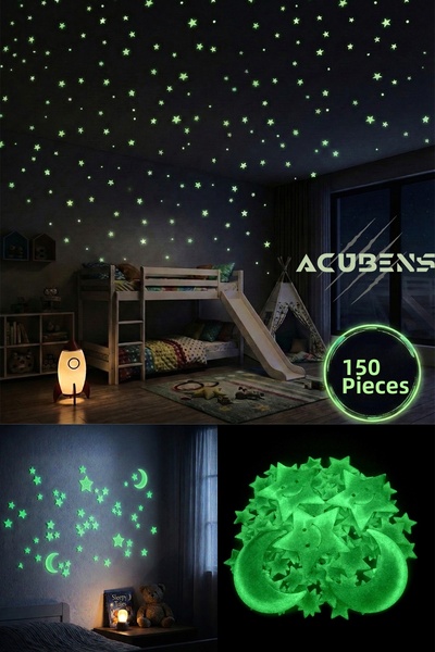 Acubens 150 διακοσμητικά αυτοκόλλητα με σχέδιο φεγγαριού και αστεριού που λάμ...