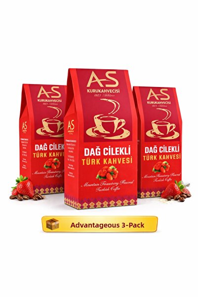 AS Kurukahvecisi قهوة تركية بالفراولة الجبلية 100 جرام× 3 قطع