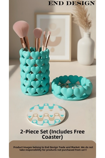 END Design مجموعة منظمات على شكل قلب |   حامل فرش المكياج ومنظم المجوهرات |  ...