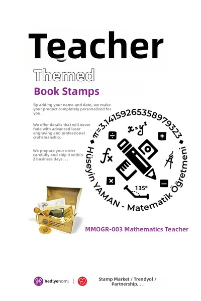 HEDİYENOMİ Mühürmarket > Math Teacher Book Seal - Ex-Libris - Book Stamp > Mm...