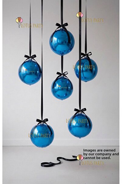 LOTUS PARTY Μπλε Σετ Μπαλόνια Κόσμου, Γυαλιστερό Μπαλόνι Κόσμου, Κρεμαστό Μπα...