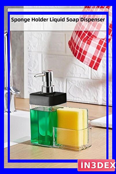 İN3DEX وعاء موزع الصابون السائل الإسفنجي باللون الأسود سعة 450 مل