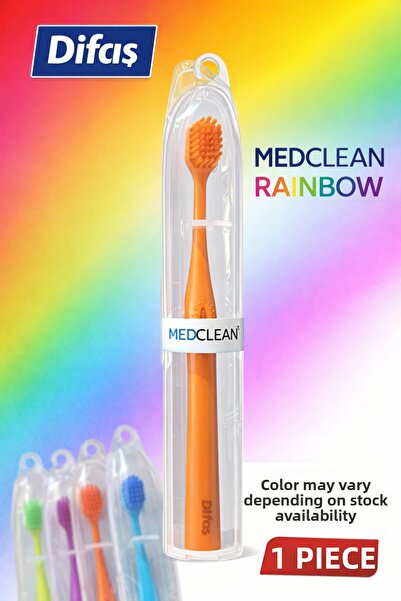 CT STONES فرشاة أسنان ديفاش ميدكلين رينبو، قطعة واحدة، فرشاة أسنان ملونة متوس...