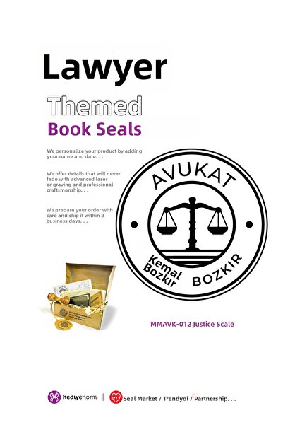 HEDİYENOMİ Mühürmarket > Scale of Justice Lawyer Book Seal - Ex-Libris - Book...