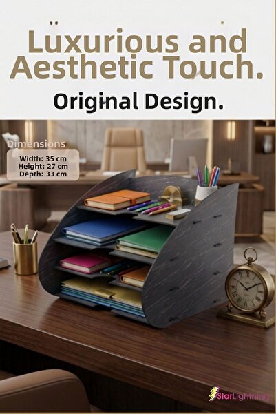 StarLightning Desk Organizer Organizer Document Rack Desktop Organizer Black Marble Color Model 3