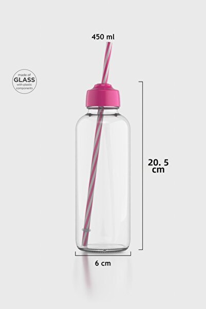 Renga زجاجة فيليكس زجاجية مع مصاصة 450 مل 181010 فوشيا