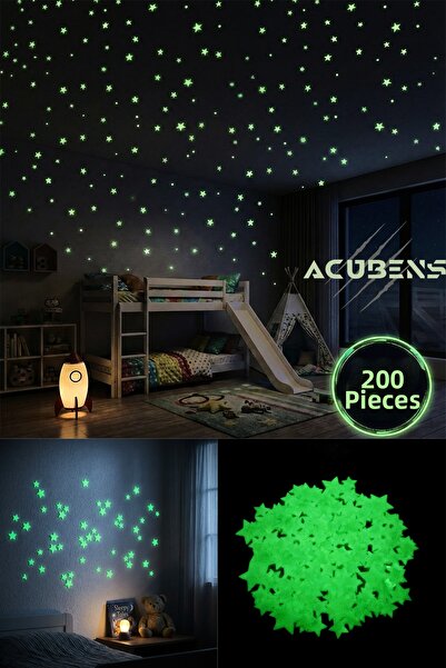Acubens 200 de autocolante decorative cu stele fosforescente care strălucesc ...