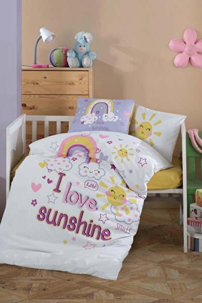 Clasy Ranforce 100% Cotton Bebek Duvet Cover Set Sun Love V1 Yellow